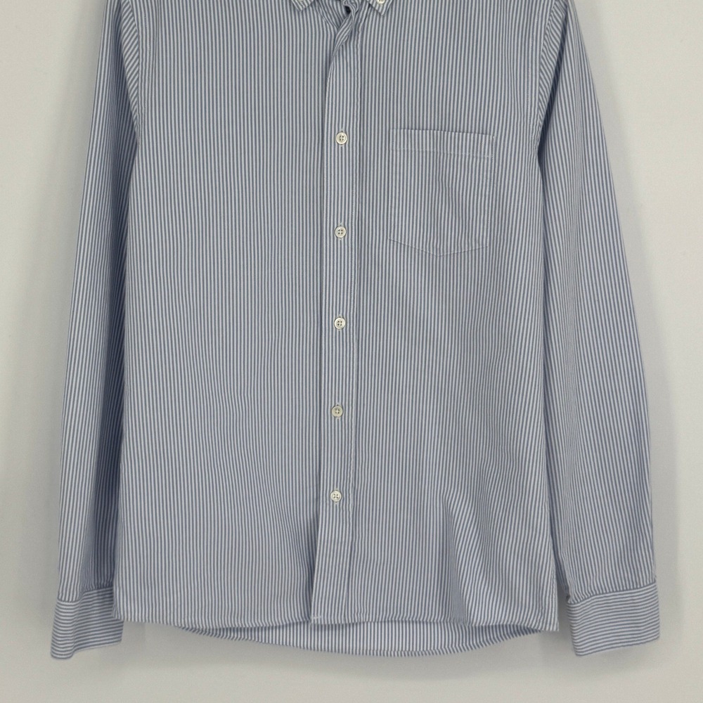 ASKET The Oxford Shirt Small Long Blue Stripe Button Down Organic Preppy Minimal - Picture 7 of 14